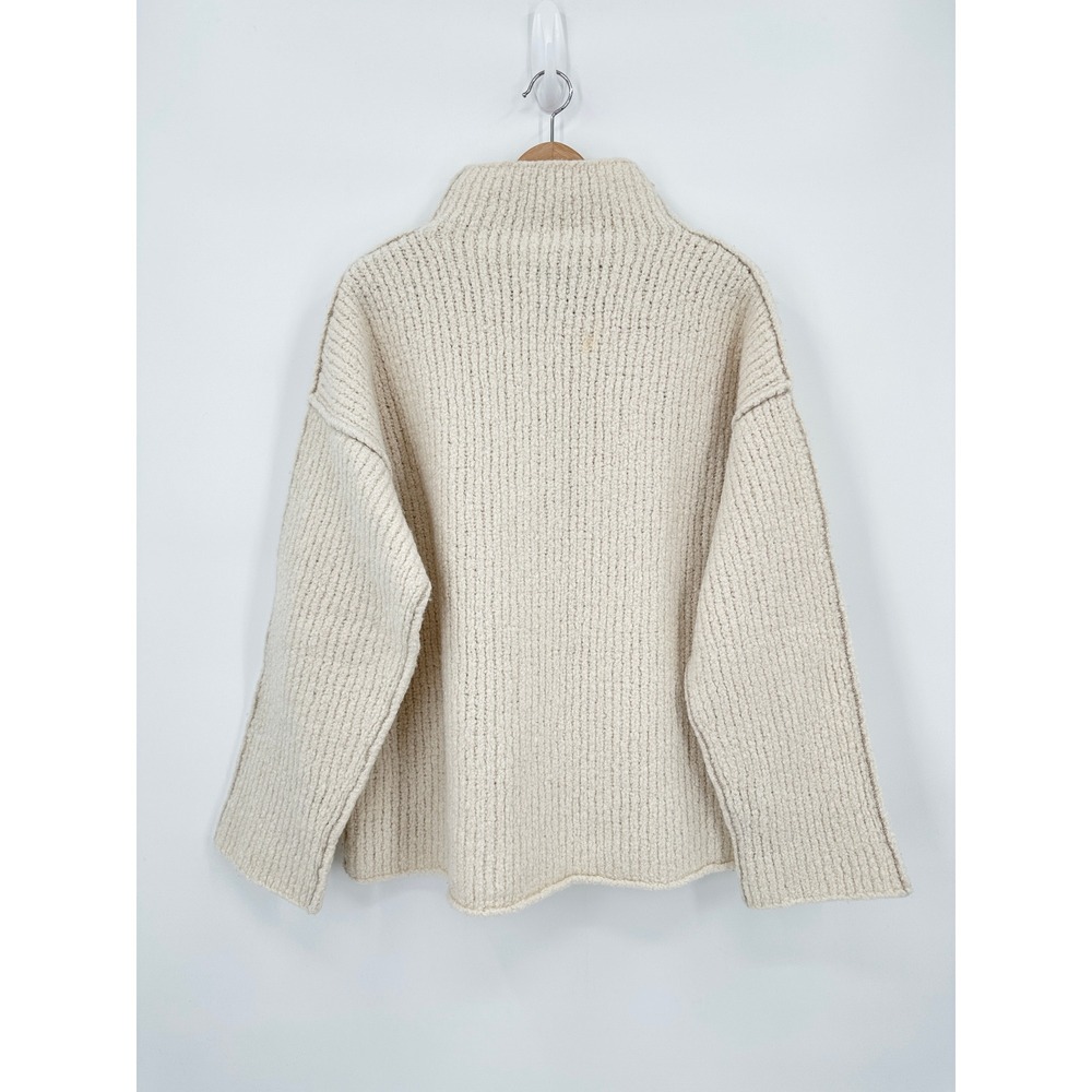 Lauren Manoogian Raw Turtleneck Sweater Cream Merino Wool Oversized Boxy‎ Size 1 - Picture 3 of 9